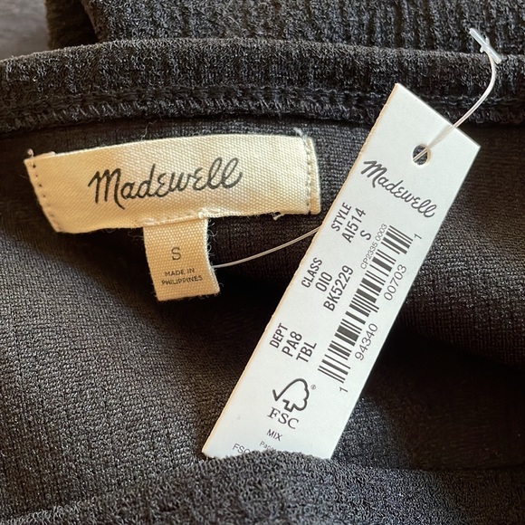 Madewell Crepe Square Neck Puff Sleeve Top Black - Picture 4 of 10